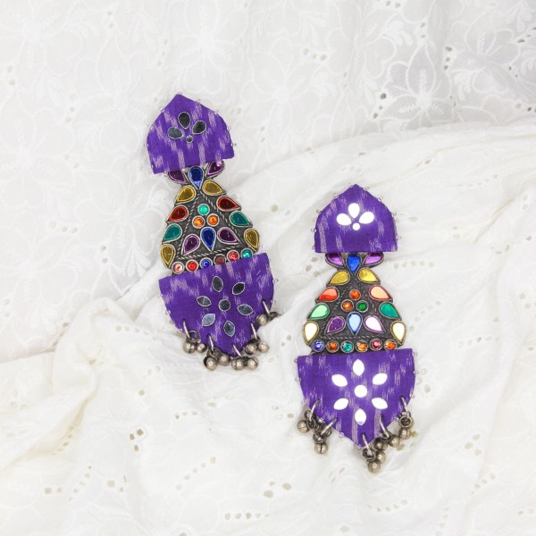 Purple Statement Mirror Earrings